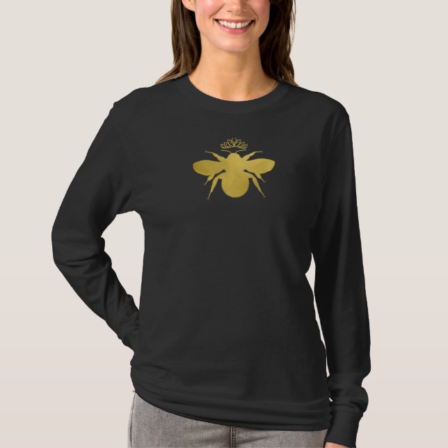 Queen Bee  Funny Cute Bumblebee With Crown  1 T-Shirt (Front)