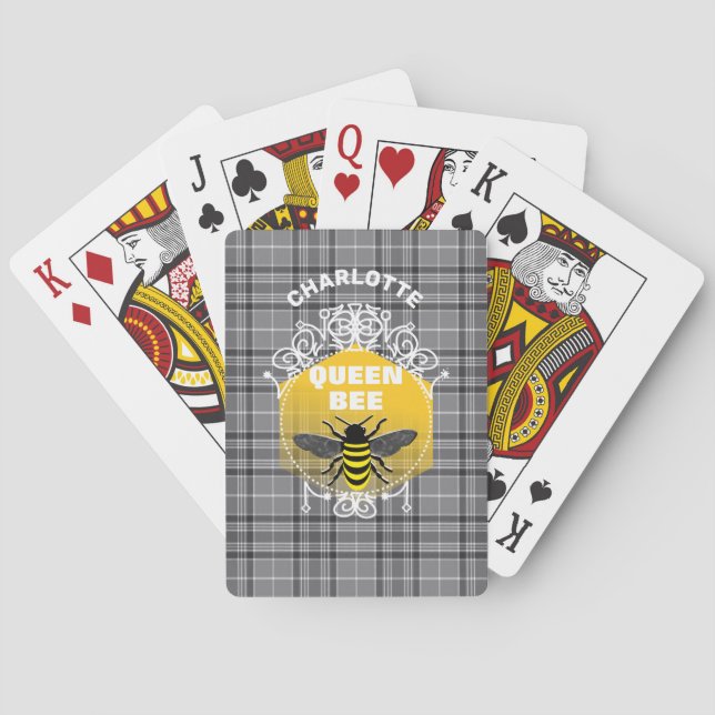 Queen Bee Funny Cute Girly Personalised Playing Cards (Back)