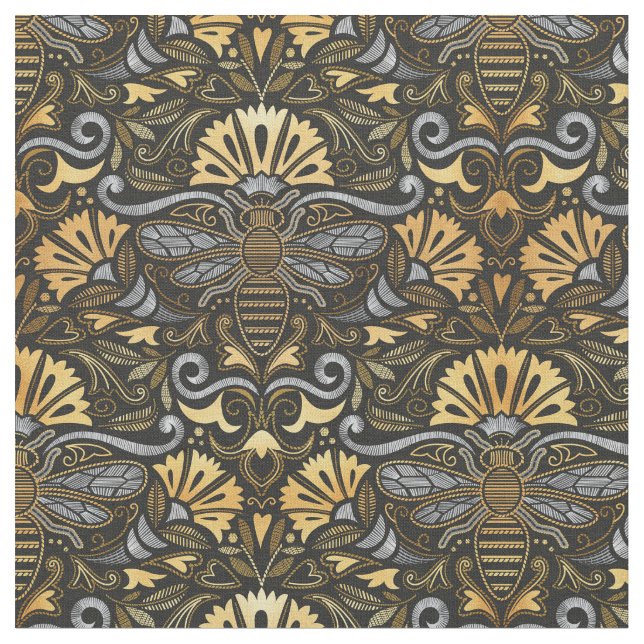 Queen bee garden // embroidery passementerie style fabric (Close Up)