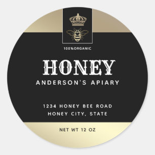 Queen bee gold minimalist honey classic round sticker