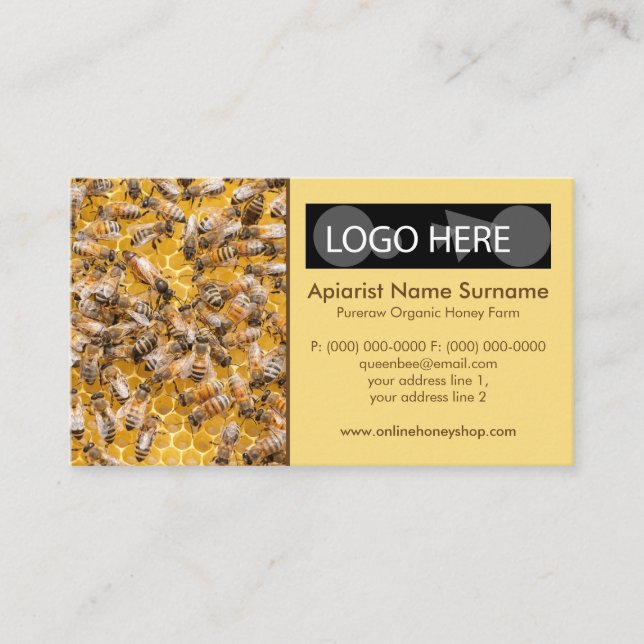 Queen Bee Honey Comb Photo Business Card (Front)