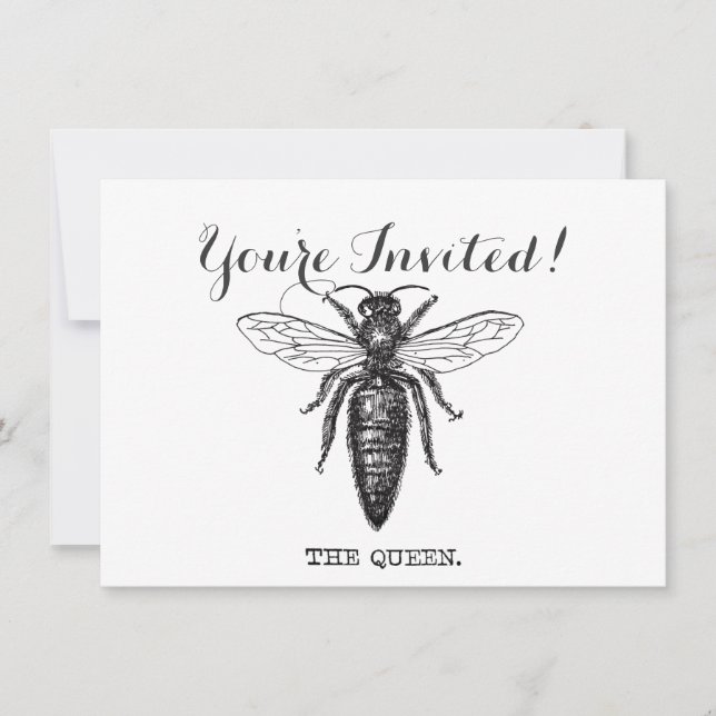 Queen Bee Illustration Classic Drawing Invitation (Front)