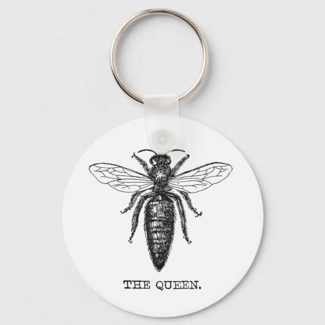 Queen Bee Illustration Classic Drawing Key Ring (Front)