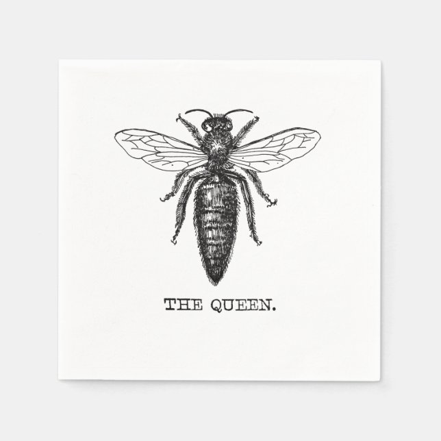 Queen Bee Illustration Classic Drawing Napkin (Front)