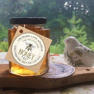 Queen Bee in Kraft Honey Jar Neck-tag Favour Tags