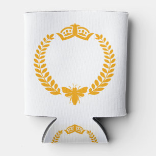 Queen Bee. Laurel with Bee and Crown Can Cooler