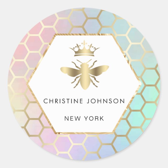 queen bee logo classic round sticker (Front)