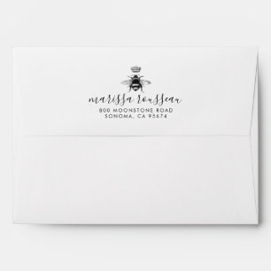 Queen Bee Logo Crown Handwritten Script Name Envelope
