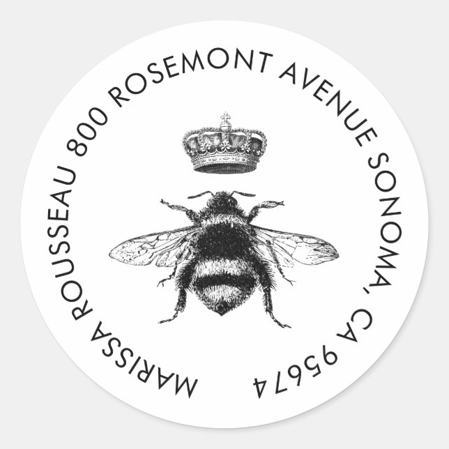 Queen Bee Logo Crown Return Address Label (Front)