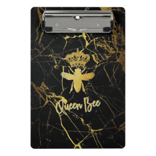QUEEN BEE Modern Mini Clipboard Gold & Black