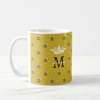 Queen Bee Modern Vintage Monogram Coffee Mug