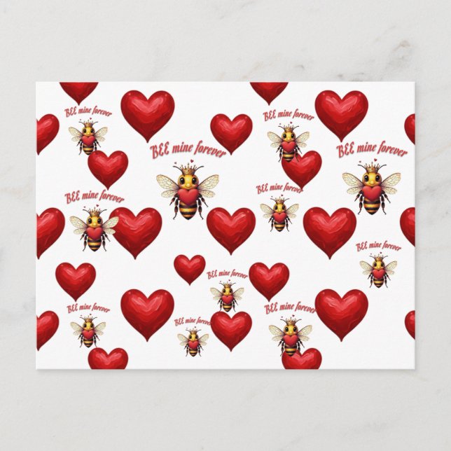 Queen Bee of hearts  Postcard (Front)