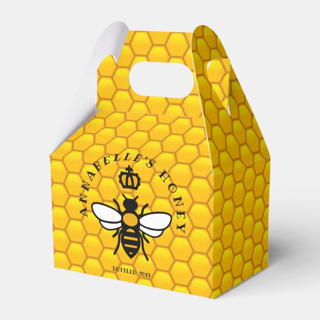 Queen Bee on Honeycomb Personalise Favour Box (Front Side)