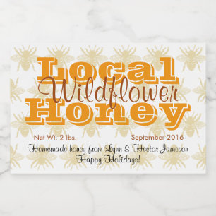 Queen Bee Pattern Personalised Honey Jar Food Label