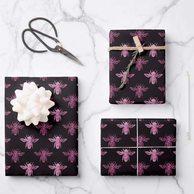Queen Bee Pattern  Wrapping Paper Sheet (Front)