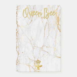 QUEEN BEE Post-It Notes - Gold Marble Bee Crown