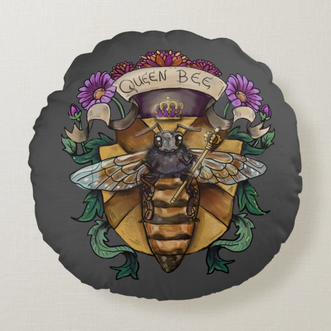 Queen Bee Royal  Round Cushion (Front)