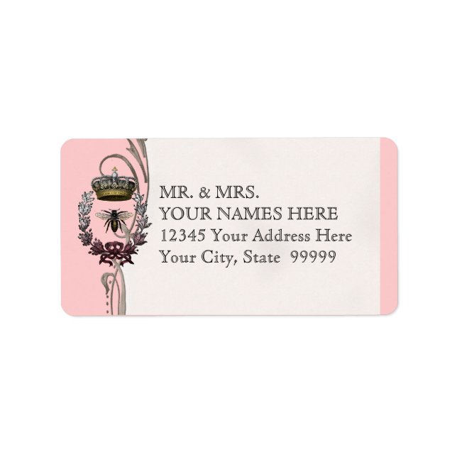 Queen Bee Royal Wedding Bridal Shower Invitation Label (Front)
