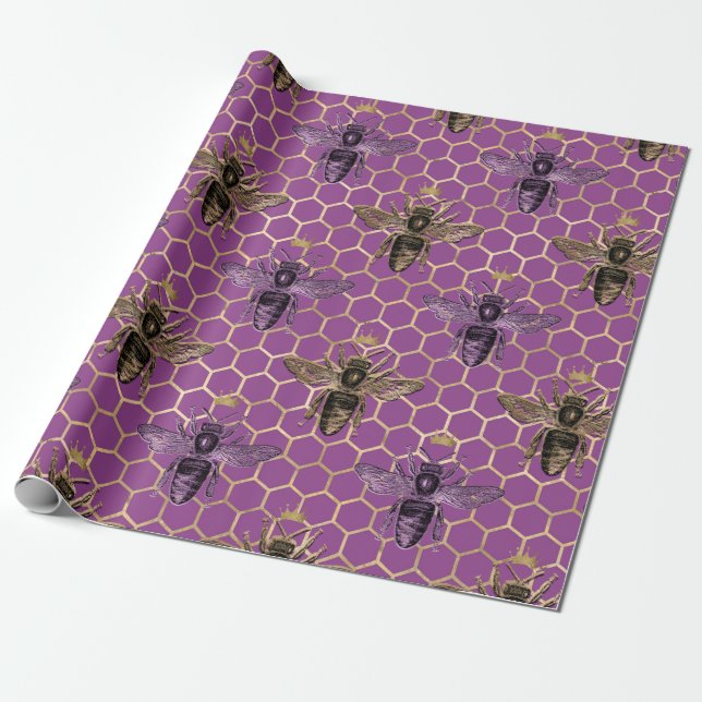 Queen Bee Series Design 5 Wrapping Paper (Unrolled)