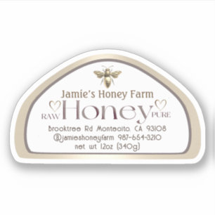 Queen Bee Skep Shaped Honey Skep Jar Label Hearts