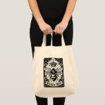 Queen Bee Tarot Card  Tote Bag<br><div class="desc">Queen bee tarot card style,  with artistic bee and crown. Bold black and white graphic.</div>