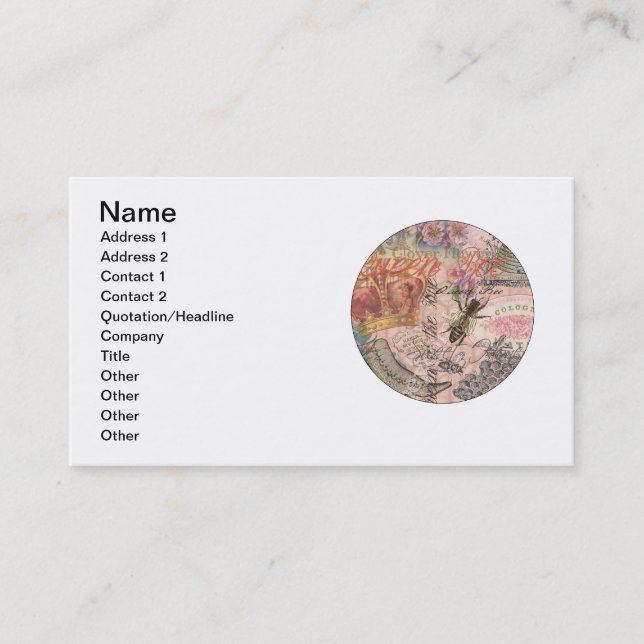 Queen Bee Vintage Beautiful Collage Business Card (Front)
