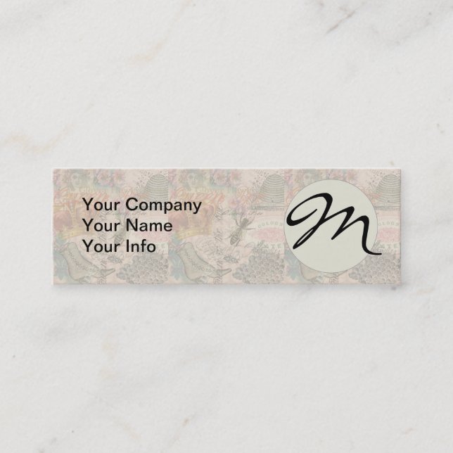 Queen Bee Vintage Beautiful Collage Mini Business Card (Front)