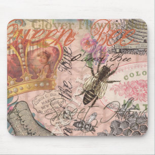 Queen Bee Vintage Beautiful Collage Mouse Pad