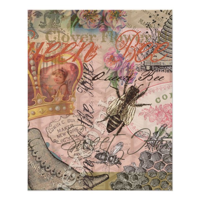 Queen Bee Vintage Beautiful Collage Poster (Front)