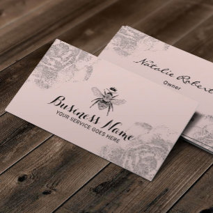 Queen Bee Vintage Floral Blush Pink Beauty Salon Business Card