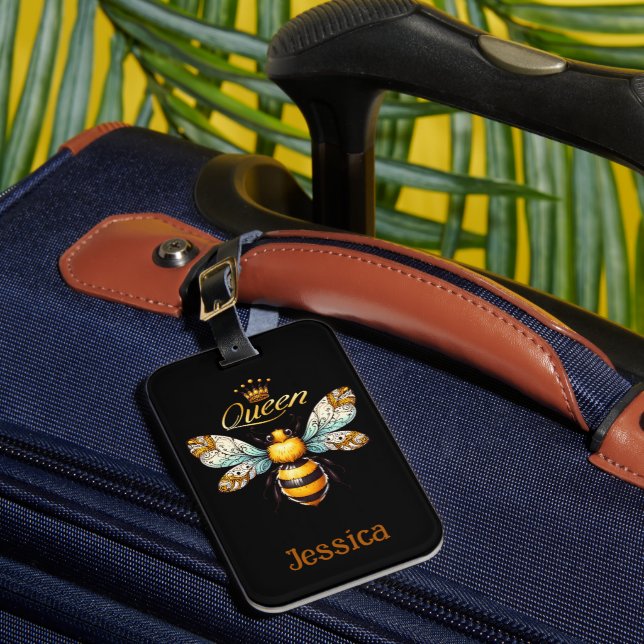 Queen Bee Vintage Personalized Luggage Tag (Front Insitu 1)