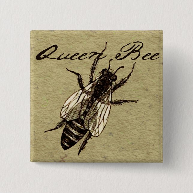 Queen Bee Wildlife Flying Bug Insect 15 Cm Square Badge (Front)