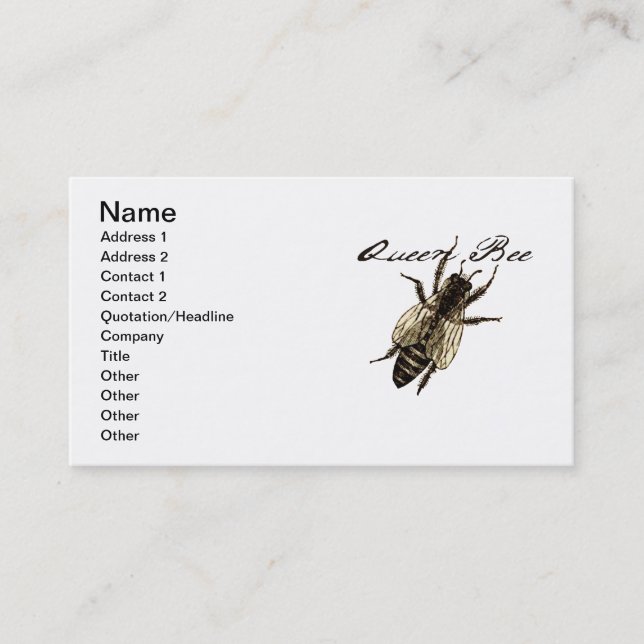 Queen Bee Wildlife Flying Bug Insect Business Card (Front)