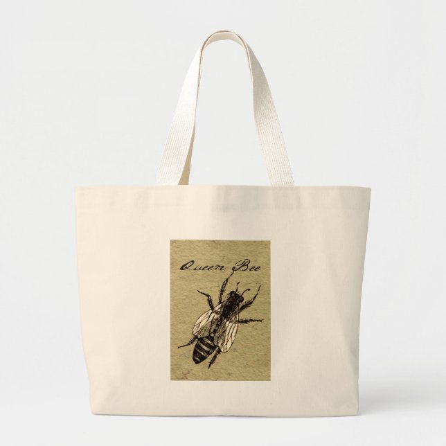 Queen Bee Wildlife Flying Bug Insect Large Tote Bag (Front)