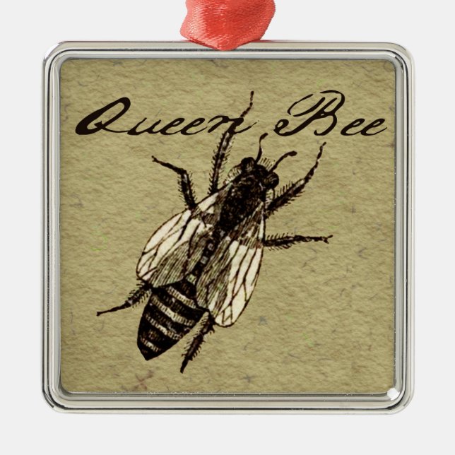 Queen Bee Wildlife Flying Bug Insect Metal Tree Decoration (Front)