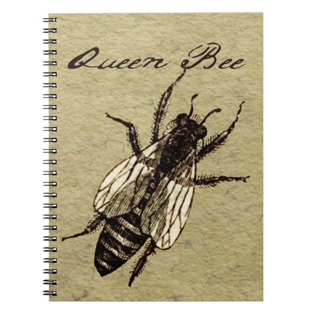 Queen Bee Wildlife Flying Bug Insect Spiral Notebook (Front)