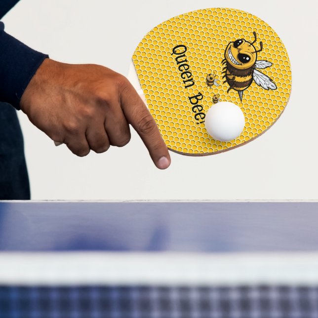 Queen Bee with a Sweet Swat Ping Pong Paddle (Insitu)