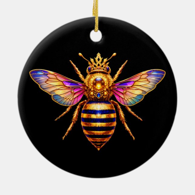 Queen Bee With Crown Ceramic Tree Decoration (Back)