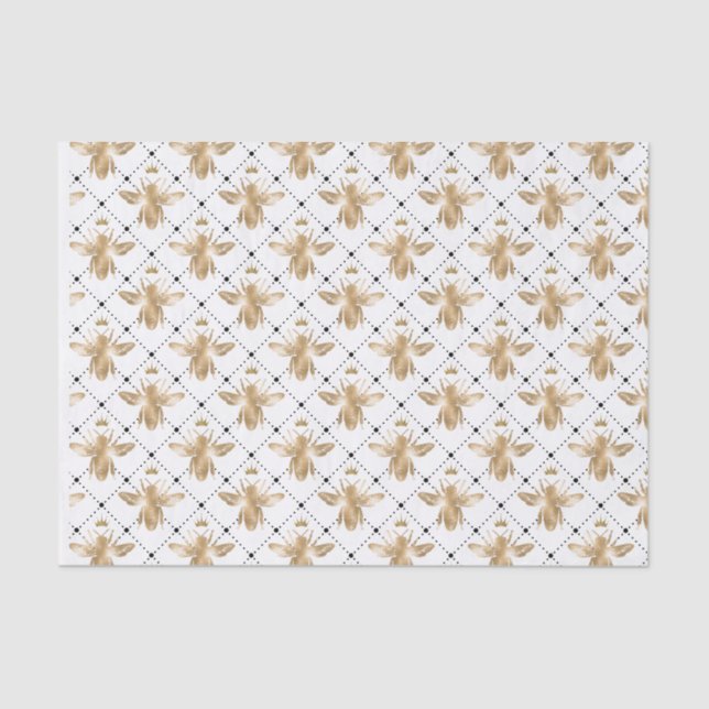Queen Bee with Crown Silhouette Diamond Pattern Tissue Paper (Front)