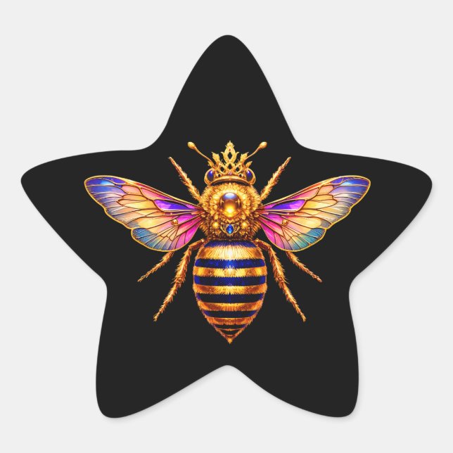 Queen Bee With Crown Star Sticker (Front)