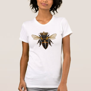 Queen Bee with Gold Crown - Regal Royalty Bee T-Shirt