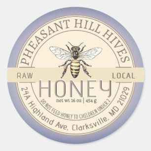 Queen Bee with Infant Warning Pure Raw Honey Label