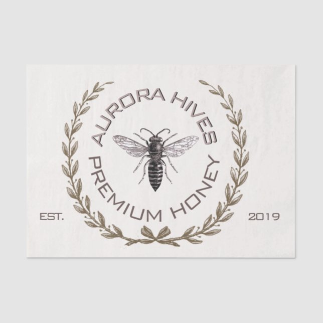 QUEEN BEE YOUR APIARY CUSTOM HIVE LOGO DECOUPAGE   TISSUE PAPER (Front)