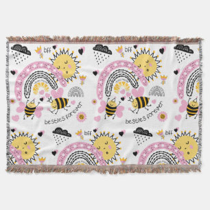 Queen Bees Best Friends Forever Cute BFF Girls Throw Blanket