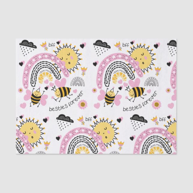 Queen Bees Best Friends Forever Cute BFF Girls Tissue Paper (Front)