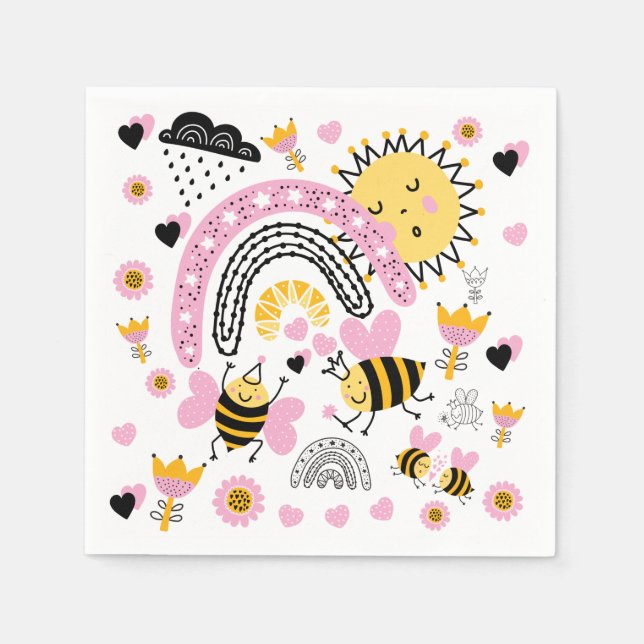 Queen BEES Cute BFF, Baby Girl, Girly Gifts Pink Napkin (Front)