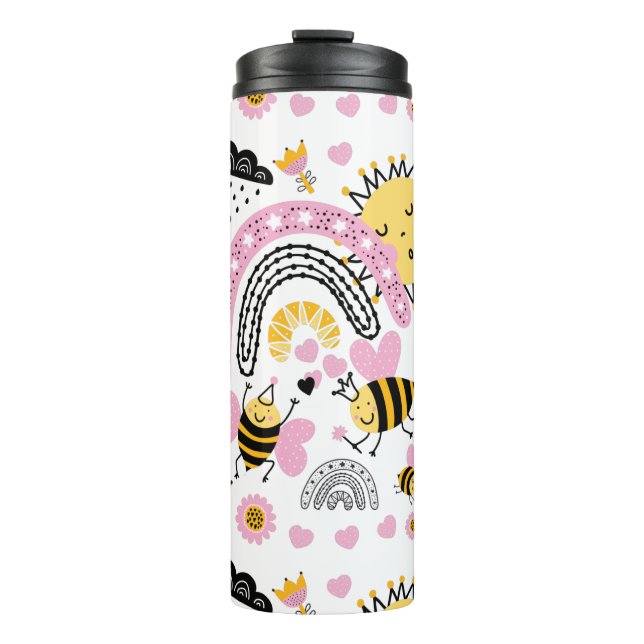 Queen BEES Cute BFF, Baby Girl, Girly Gifts Pink Thermal Tumbler (Front)