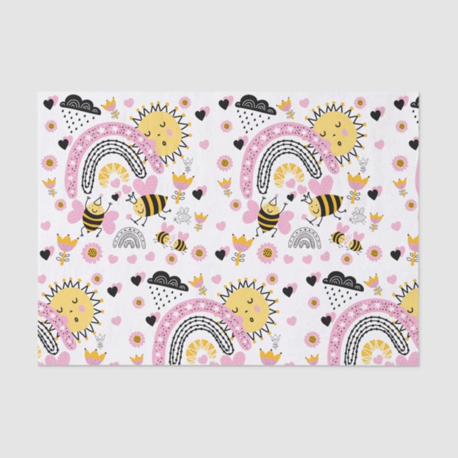 Queen BEES Cute BFF, Baby Girl, Girly Gifts Pink Tissue Paper (Front)
