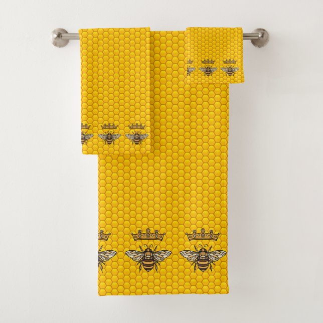 Queen Bees with Crowns  Bath Towel Set (Insitu)
