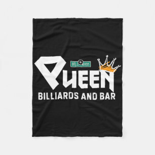 Queen Billiards And Bar Vintage Pool Player Funny Fleece Blanket